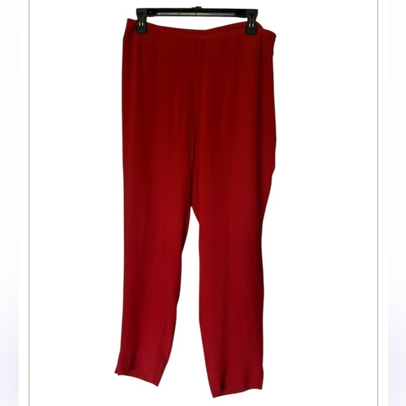 Eileen Fisher Silk Cropped Pants Red Side Zip Excellent Size S - Picture 1 of 8